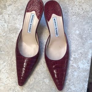 Manolo Blahnik Red Mules 39 1/2